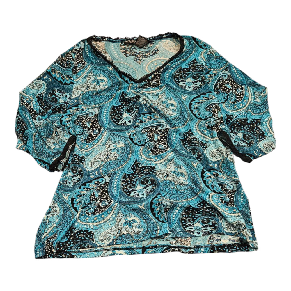 Impressions 1X Half Sleeve Blue Pullover Shirt